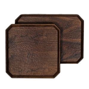 Bandeja rectangular con mango de Metal, bandeja plana de madera de Acacia, hecha a mano, con mango de metal - Product Image 5