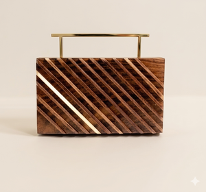 กระเป๋าคลัทช์ไม้สไตล์เรียบง่ายประดับทองเหลือง พร้อมหูจับโลหะคุณภาพสูง สำหรับงานแต่งงาน งานเลี้ยง และงานเฉลิมฉลอง  กระเป๋าแฟชั่นสุดชิค - Product Image 1