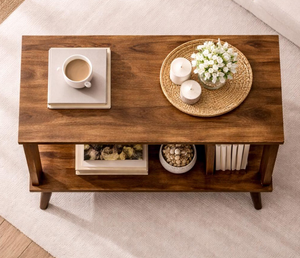Table basse industrielle en bois foncé personnalisée OEM pour salon, prix d'usine, fournitures en gros - Product Image 4