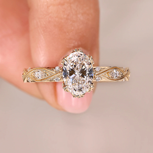 Anillo de Diamante Ovalado con Engaste de Garras de 1.95 Quilates, Cultivado en Laboratorio, Chapado en Oro, para Compromiso, Boda, Aniversario, Fiesta, 14k - Product Image 1