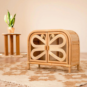 Table d'appoint en rotin naturel extraordinaire, faite à la main, style bohème, pour la décoration de la chambre d'enfant - Product Image 6