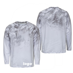 เสื้อตกปลาพิมพ์ลายซับลิเมชั่นสำหรับผู้ชาย ป้องกันแสงแดด SPF 50 แห้งเร็ว ระบายอากาศได้ดี พร้อมโลโก้สั่งทำพิเศษ แขนยาว - Product Image 1