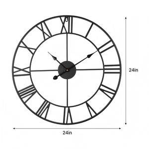 24-Inch Classic Decorative Wall <b>Clock</b> with Roman Numerals Battery Operated <b>Silent</b> Non-Ticking for Living Room Decor - Product Image 6