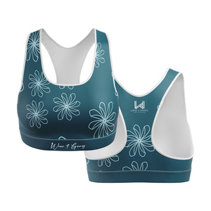 Sujetador deportivo de yoga para mujer con estampado floral, espalda cruzada, soporte medio, transpirable, de elastano y poliéster, sin costuras, para 4 juegos de deportes. - Product Image 4