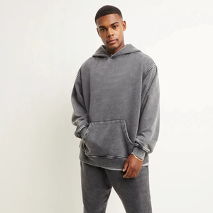 High Quality Custom Embroidery Logo Acid Washed Heavy Weight Oversize Kangaroo Pocket Cotton Fleece Hoodie OEM ODM Manufacturer - Product Image 2
