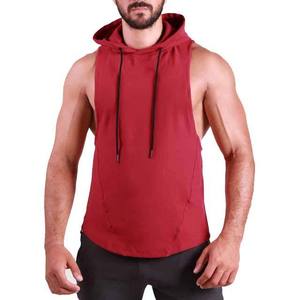 Sweat-shirt à capuche sans manches pour homme, coupe classique, couleur unie, coton French Terry, vêtements décontractés d'été - Product Image 1