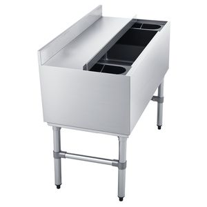 Contenitore per Ghiaccio in Acciaio Inox con Coperchio Scorrevole e Portabottiglie, Capacità Massima 100,7 Qt - 36 X 19 X 33 Pollici, Ghiacciaia Commerciale - Product Image 1
