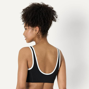 Unique Design <b>Black</b> Scoop Neck Comfort Sports Bra and Workout <b>Bralette</b> with Elegant Contrast Piping Detail - Product Image 3