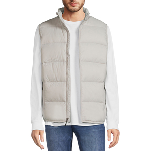 Mens Black Padded Puffer Gilet High Collar Front Zipper Sleeveless <b>Quilted</b> Vest for Everyday <b>Winter</b> Outerwear Wholesale Apparel - Product Image 2
