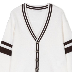 Cardigan blanc à col en V pour homme Tiki Taka Sports, de haute qualité, tendance, patchwork, dentelle, laine/nylon, vêtements d'hiver, manches longues, simple - Product Image 2