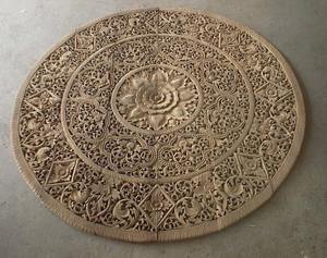 Panneaux muraux ronds en teck gravé de 6 pieds, 100 % faits à la main, haute résistance, écologiques, thème classique, DIY - Product Image 1