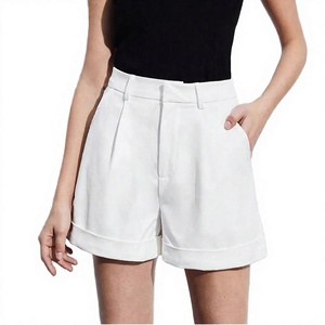 Shorts Bermuda Blancos de Cintura Alta con Bolsillos, Estilo Casual para Mujer, Corte Regular, Tela de Algodón Transpirable, Ropa de Verano - Product Image 5