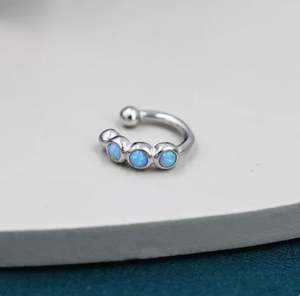 Manchette d'oreille en opale en argent sterling, argent ou or, boucles d'oreilles minimalistes sans perçage, manchette d'oreille opale - Product Image 2