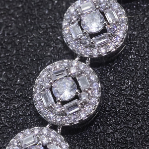 925 Silver Lab Grown Diamond Round Link Chain Luxury <b>Statement</b> <b>Necklace</b> for Men - Product Image 2