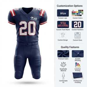 Maillot de football américain WIZE INTERNATIONAL pour homme, manches courtes, col en V, rembourré, ajusté, numéro d'équipe 20, bleu, rouge, blanc - Product Image 6