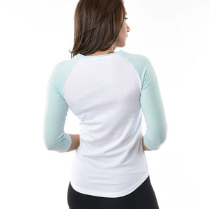 Nueva Camiseta Deportiva de Punto para Mujer, 100% Algodón, Diseño de Mangas Raglán, Corte Largo y Ajustado, Tejido Transpirable y Elástico - Product Image 6