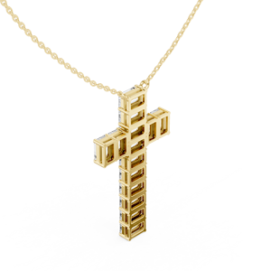 Collar de Plata de Ley con Colgante de Cruz de Diamantes de Primera Calidad para Mujer, Corte Baguette, Estilo Religioso, Diamantes de Color D - Product Image 6