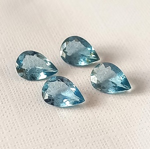 พลอยอะความารีนซานตามาเรียธรรมชาติคุณภาพหายาก 2.05 กะรัต รูปทรงลูกแพร์ ขนาด 5x7 มม. เจียระไนแบบเหลี่ยม 4 เหลี่ยม จำนวน 4 เม็ด - Product Image 1