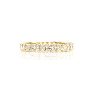 Bague prête à être expédiée, diamant blanc de pureté SI 3x2mm, alliance éternelle en or jaune fin 14k, bijoux empilables pour mariage, pour mariée, taille US-7 - Product Image 6