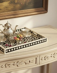 Luxury Handmade Eco-Friendly Bone Inlay Feng Shui Tray Elegant Decorative Design Premium Quality Home <b>Kitchen</b> Serving Hot - Product Image 3