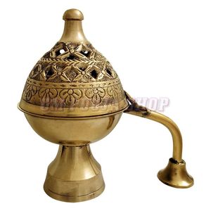 Handmade Brass Incense Burner With Intricate Design For Religious Use Indian Style <b>Decorative</b> Holder - Product Image 1