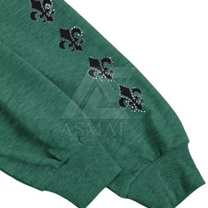 Sudadera con capucha de mujer a la moda con cremallera completa y pedrería brillante, estilo urbano - Product Image 2