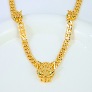 Luxury Dubai Gold Hollow Leopard Design Necklace Set 21k Gold Plated Italian Fashion Panther Jewelry Set for Party - Product Image 6
