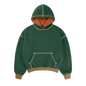 Sweat-shirt à capuche pour homme en coton 100 %, doublure thermique, coupe-vent, respirant, tricoté, avec poche, vêtement décontracté, OEM - Product Image 1