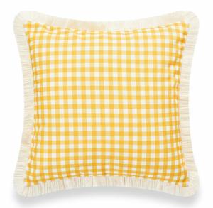 Housse de coussin bohème 100 % coton tissé à carreaux avec franges, housse de coussin décorative à carreaux, housse de coussin de canapé à pompons style ferme - Product Image 6