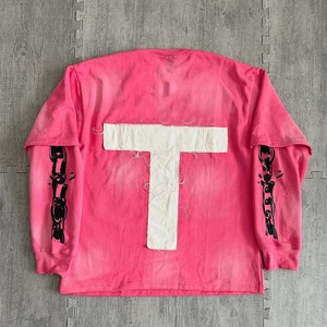 Camiseta de Manga Larga con Diseño o Logotipo Personalizado, Camiseta Informal de Cuello Redondo para Hombre, Estampada en Algodón, Talla Grande, Roja, Rosa, Negra - Product Image 6