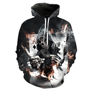 White Hoodie <b>Men's</b> Black Printed Casual Sweatshirt with Chemical Design and Back Quote Control Is An Illusion - Product Image 3