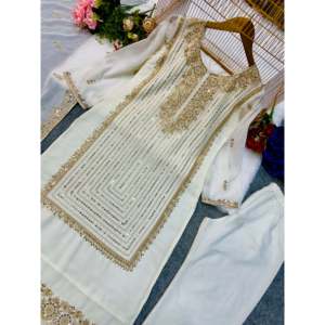 Hermosa ropa de fiesta para mujer Top Bottom Dupatta Set - Product Image 2