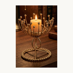 Porte-bougie de table en verre et métal doré de luxe, résistant à la chaleur, design élégant et nouveau, personnalisable, décoratif pour la maison, les mariages, la Saint-Valentin - Product Image 3