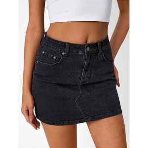 2026 Cute <b>Jean</b> Short Mini Skirt Women Button Decoration Slit Bow Summer Fashion Pockets Queen-Sized Denim - Product Image 5
