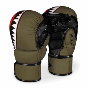 MMA Gloves PU Quick Drying Customized Hand <b>Drawn</b> Hook Loop Closure Wrist Support Martial <b>Arts</b> Gym Use Unisex Training Set Shark - Product Image 1
