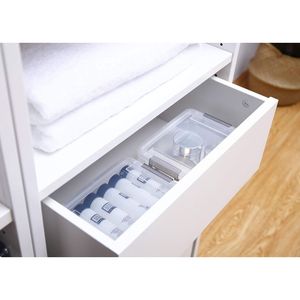 Set di 10 Contenitori in Plastica Trasparente Bianca da 1,3 Qt, Scatole Impilabili di Piccole Dimensioni con Coperchi per Organizzazione - Product Image 5