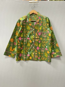 ชุดนอนผ้าฝ้ายลำลองสไตล์อินเดียสำหรับผู้หญิง 100% เนื้อผ้านุ่มพิเศษ ระบายอากาศได้ดี ลายพิมพ์บล็อกสี  ชุดเสื้อและกางเกงไซส์ใหญ่ - Product Image 5