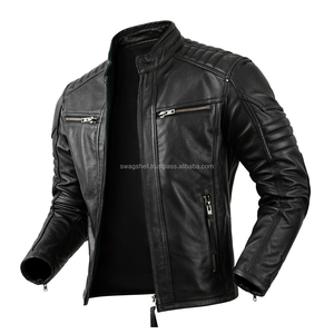 2024 Oem Service Chaquetas de cuero Hombres Color negro Hombres Chaqueta de cuero Producto de manga completa Chaqueta de cuero para hombres logotipo personalizado - Product Image 6