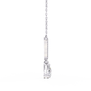 10K 14K 18K White Gold Chevron <b>Necklace</b> Featuring Delicate V Shape Bar Set Lab Grown Diamonds Pear Teardrop Diamond <b>Necklace</b> - Product Image 3