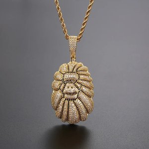 Custom Lion Head Pendant Necklace Iced Out Zircon Charm Jewelry Gold Plated <b>Copper</b> Alloy <b>for</b> <b>Men</b> Party <b>Gift</b> - Product Image 3