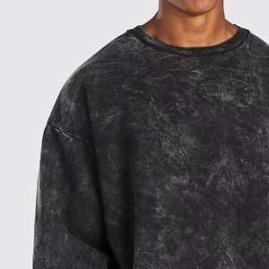 Sudadera Oversize de Algodón Lavado para Hombre, Manga Larga, Cuello Redondo, Color Liso, Estilo Casual, Tejido, Top de Streetwear - Product Image 3