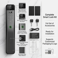 Serrure de porte intelligente à reconnaissance faciale 3D avec écran IPS de 5 pouces 140 °   Interphone visuel grand angle, serrure à empreintes digitales entièrement automatique pour la maison