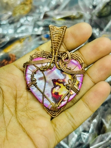 Vintage Designe Fil Enveloppé Cuivre Pendentif Multi Cabochon Cuivre Pendentif À La Main Attrayant Pendentif Cadeau Pour Les Femmes - Product Image 2