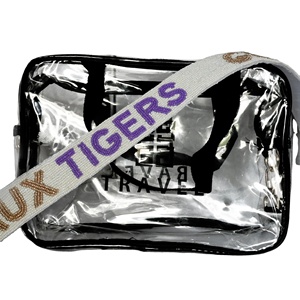 Bolsos de mano cruzados hechos a mano con cuentas y rayas coloridas ajustables, correas de repuesto para el día del juego, tamaños personalizados, bonito diseño - Product Image 1