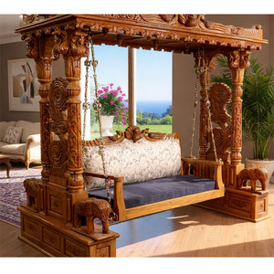 Fauteuil suspendu en teck style Maharaja Rajwadi pour la maison – Achetez le best-seller fait main en bois, modèle éléphant Jhula/Onjhal – Promotion Californie - Product Image 1