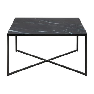 Contemporary Black Metal <b>Coffee</b> <b>Table</b> with Storage Shelf Minimalist Center <b>Table</b> for Home and Office - Product Image 2