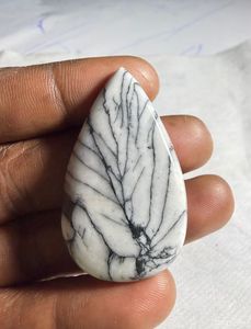 Cabochon de Jaspe Pinolithe Naturel, Pierre Précieuse en Cristal pour Création de Bijoux, Fourniture de Pierres de Guérison, Blanc et Noir - Product Image 4