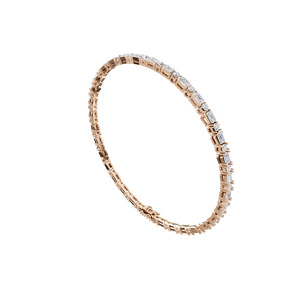 Bracelet tennis Aarinya pour femme, en or 14 carats, serti de diamants de laboratoire taille émeraude, style classique, bijoux de mariage - Product Image 5