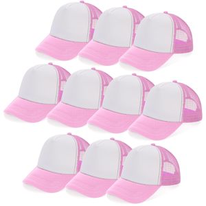 Gorra Trucker Unisex Blanca y Rosa con Malla de Contraste, Gorra de Béisbol Ajustable de 6 Paneles - Product Image 2