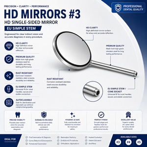 HD Mirror #3 Single-Sided Mirror EU Simple Stem Stainless Steel Zetomed Pro - Product Image 4